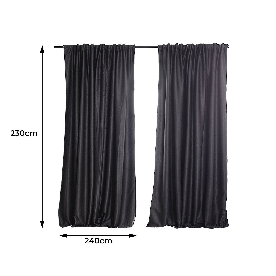 living room 2X Blockout Curtains 240cm x 230cm- Dark Grey