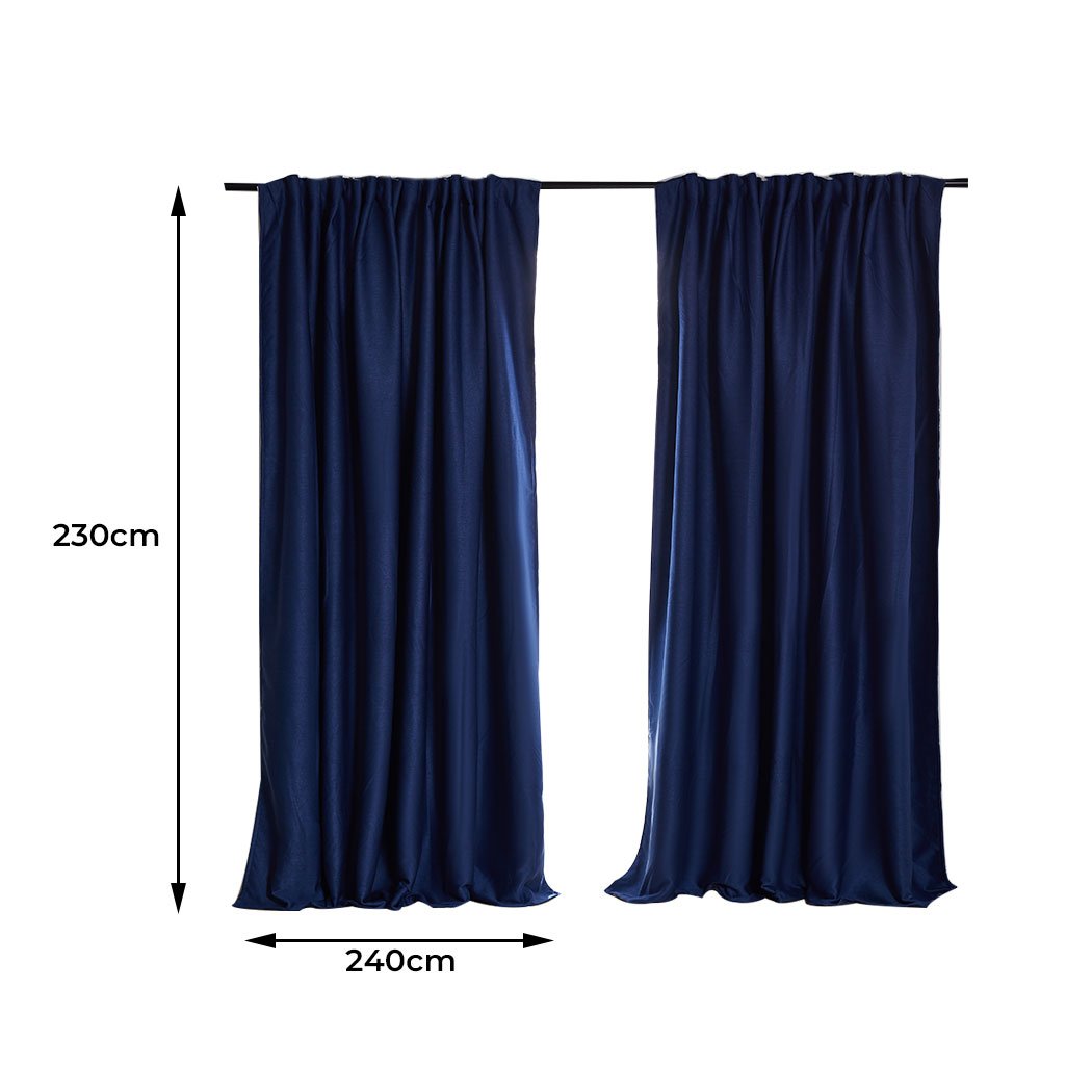 living room 2X Blockout Curtains 240cm x 230cm- Navy