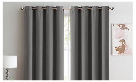 living room 2x Blockout Curtains Panels 3 Layers Eyelet Room Darkening 140x230cm Charcoal