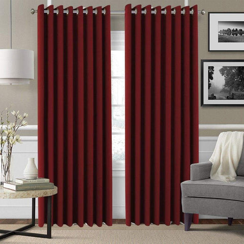 2x Blockout Curtains Panels 3 Layers Eyelet Room Darkening 180x230cm Burgundy