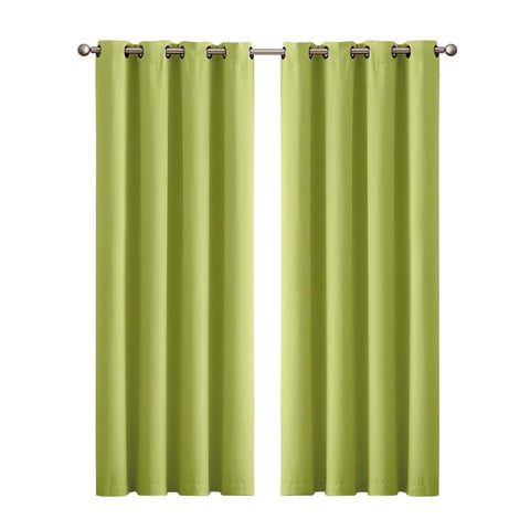 living room 2x Blockout Curtains Panels 3 Layers Eyelet Room Darkening 240x230cm Green