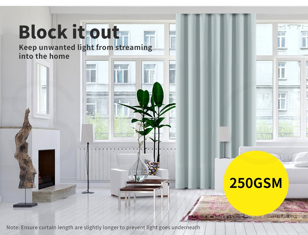 living room 2X Blockout Curtains Room Darkening 140X160Cm Grey