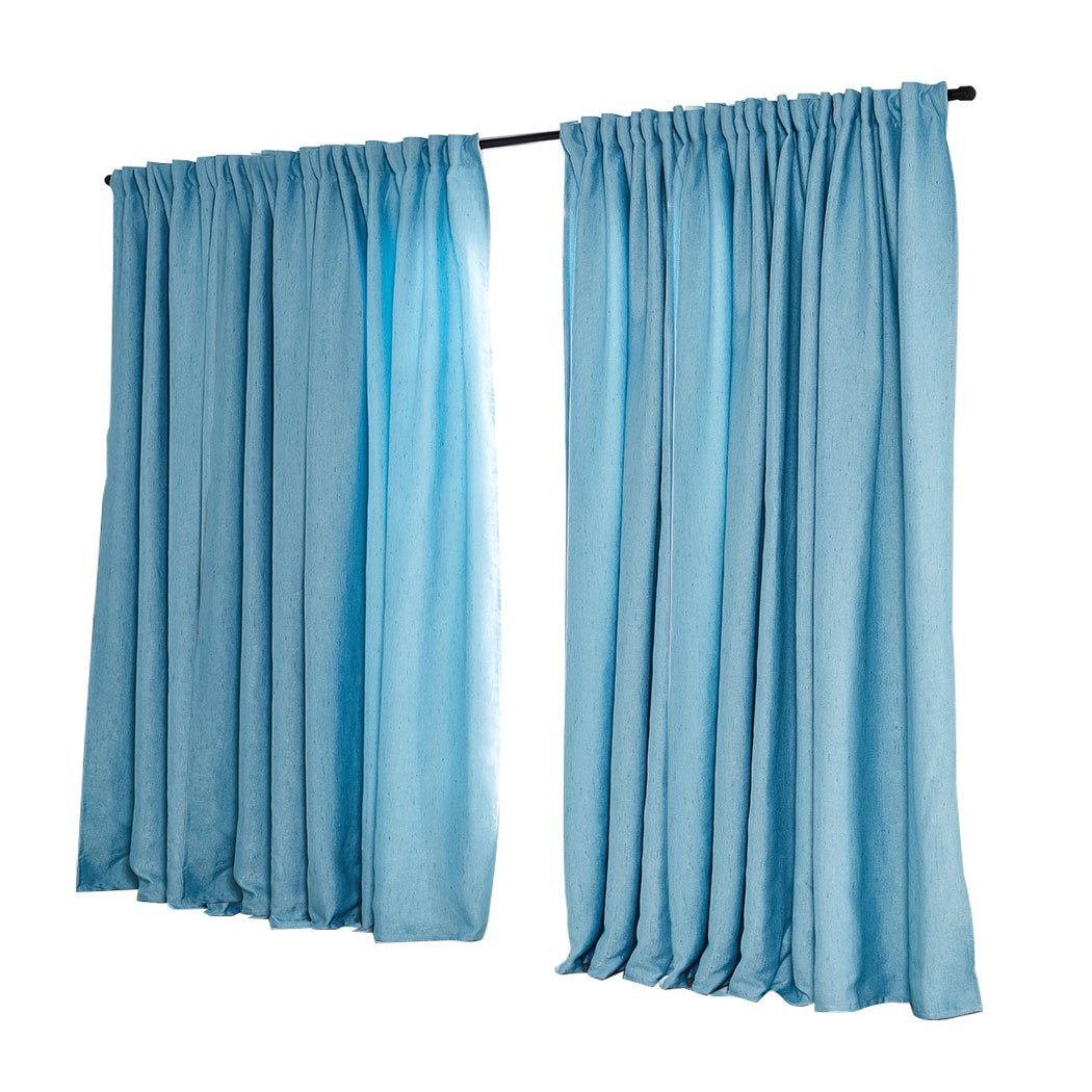 Living Room 2X Blockout Premium quality Curtains blue 240CM x 230CM