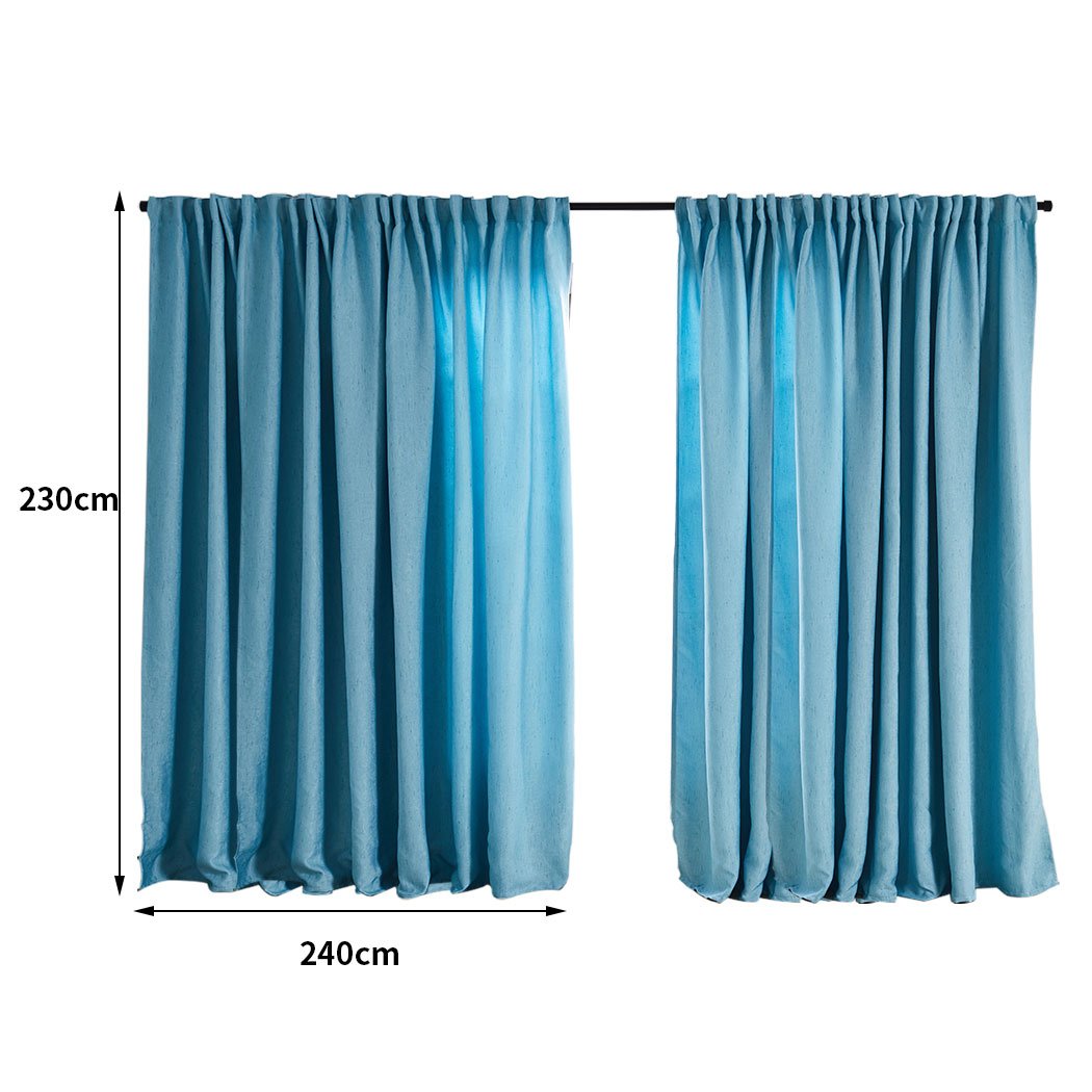 Living Room 2X Blockout Premium quality Curtains blue 240CM x 230CM