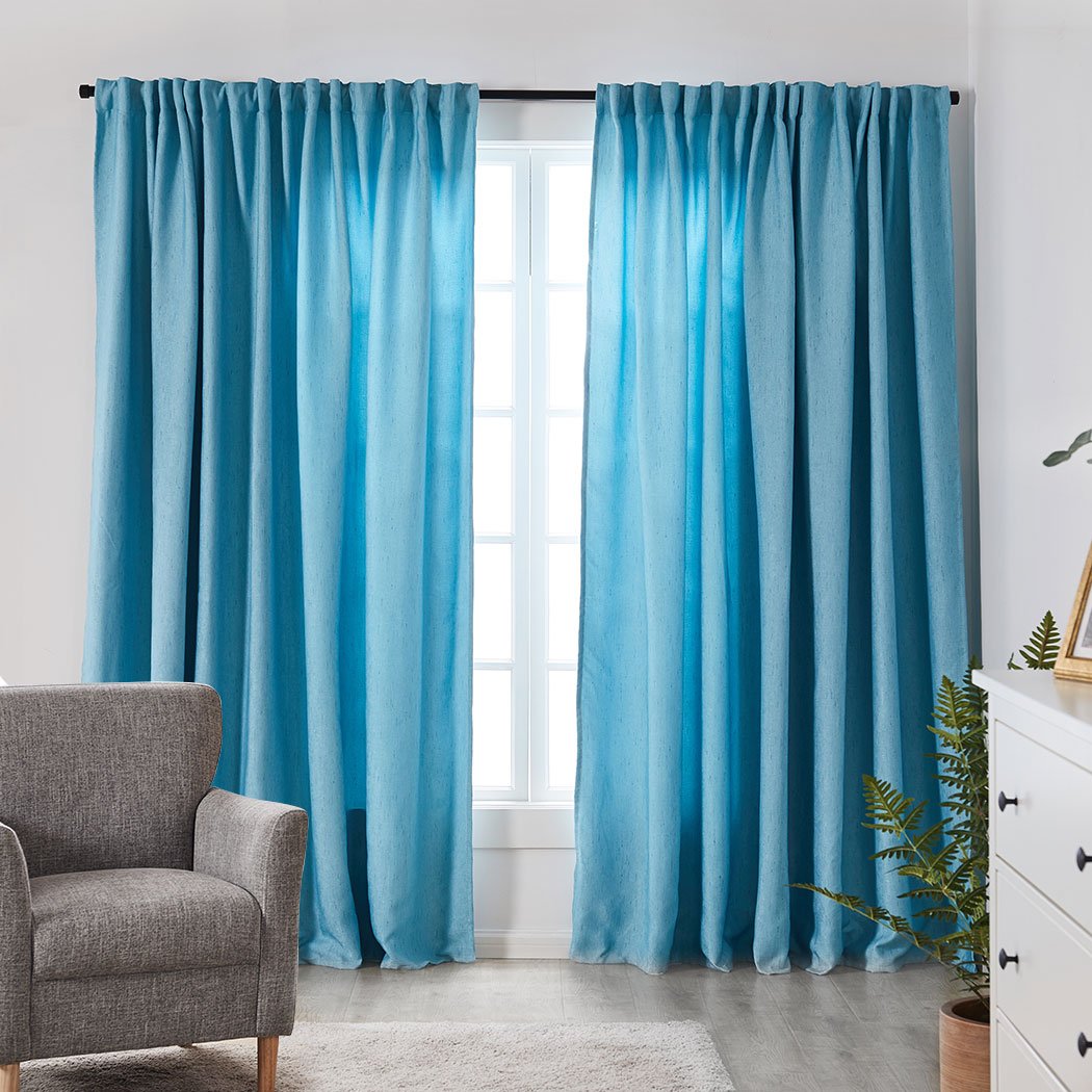 Living Room 2X Blockout Premium quality Curtains blue180CM x 230CM