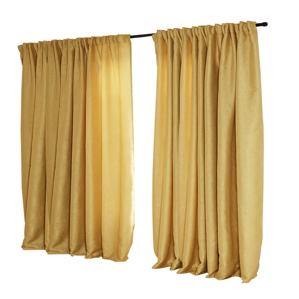 Living Room 2X Blockout Premium quality Curtains Mustard 240CM x 230CM