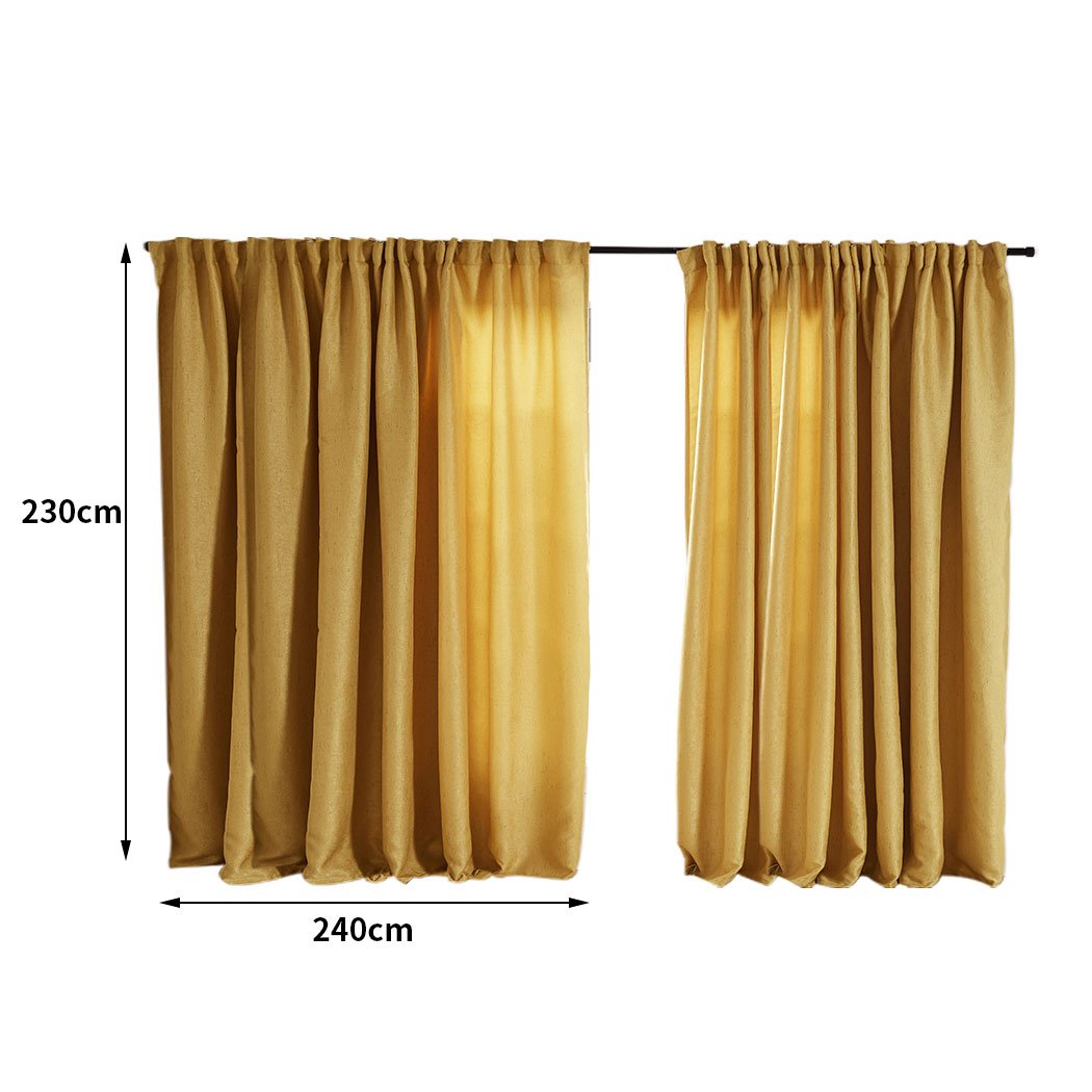 Living Room 2X Blockout Premium quality Curtains Mustard 240CM x 230CM