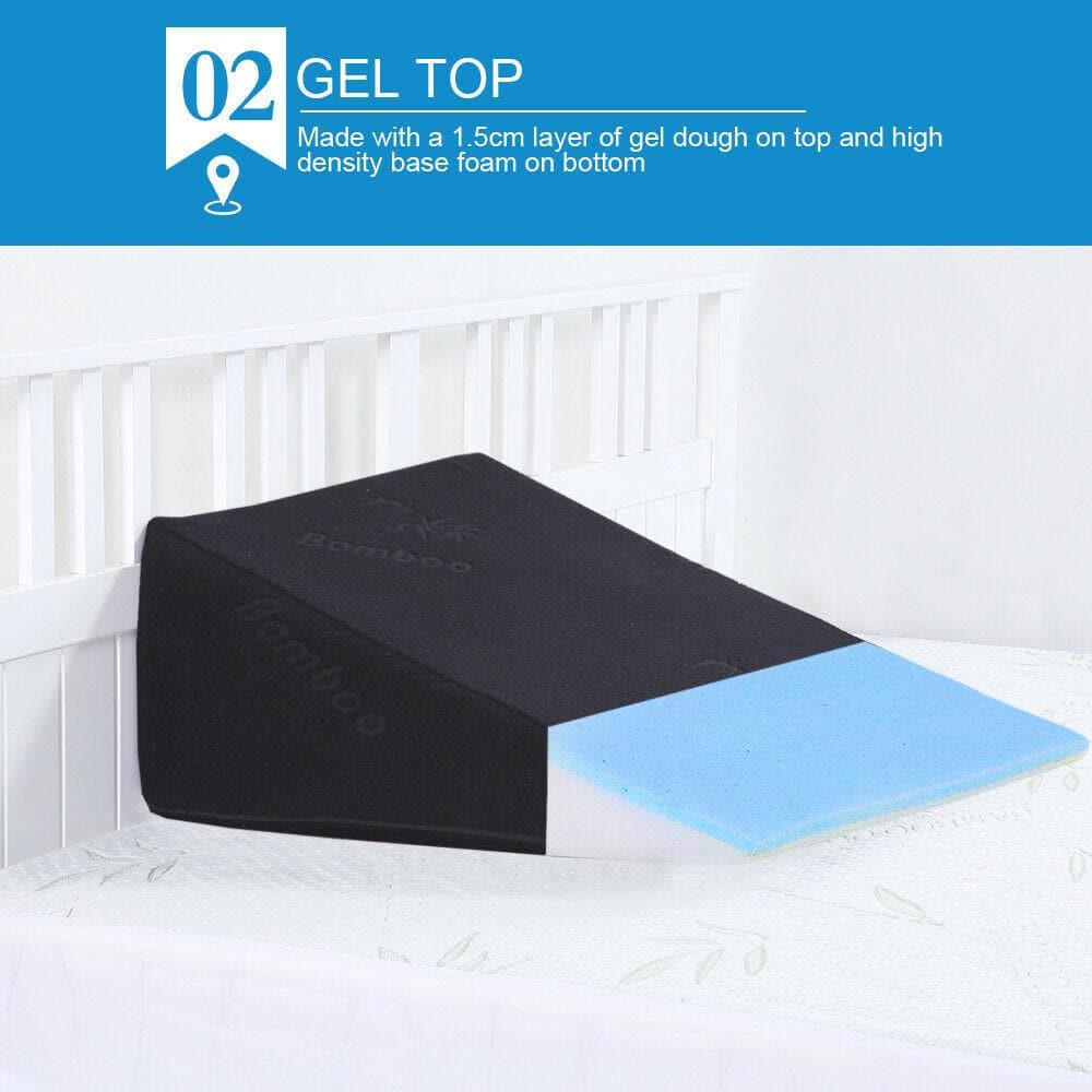 bedding 2x Cool Gel Memory Foam Bed Wedge Pillow Cushion Neck Back Support Sleep Cover