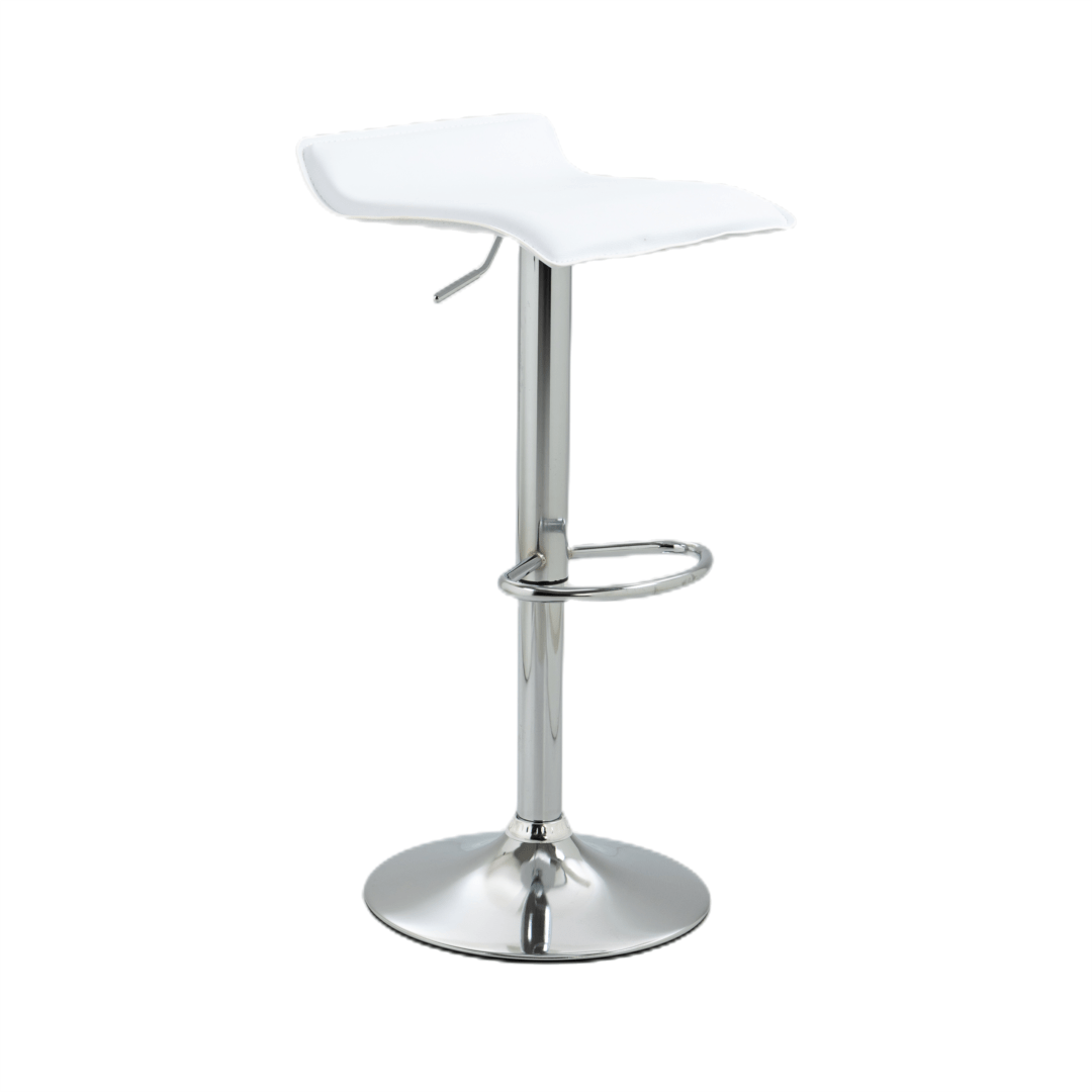 2x Counter Height Faux Leather Upholstered Adjustable Height Swivel Bar Stools -White