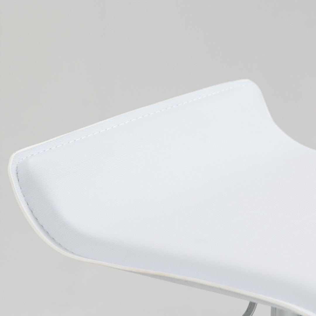 2x Counter Height Faux Leather Upholstered Adjustable Height Swivel Bar Stools -White