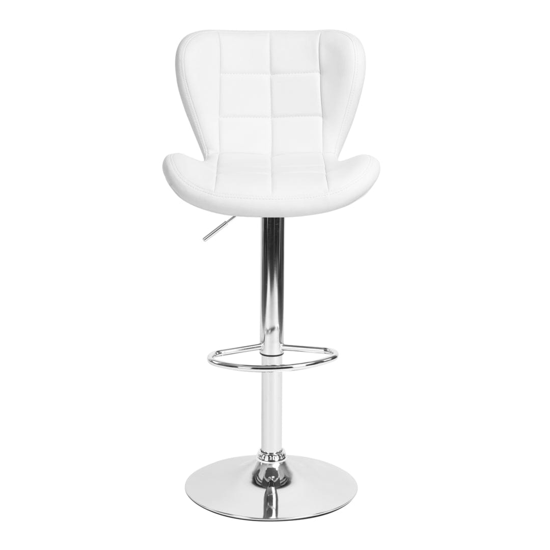 2x Counter Height PU Leather Upholstered Adjustable Height Swivel Bar Stools -White