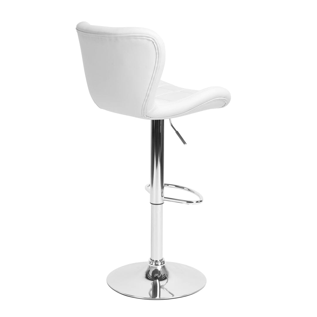 2x Counter Height PU Leather Upholstered Adjustable Height Swivel Bar Stools -White