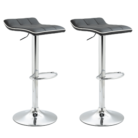 2x Counter Height PU Leather Upholstered Adjustable Swivel Bar Stools -Black