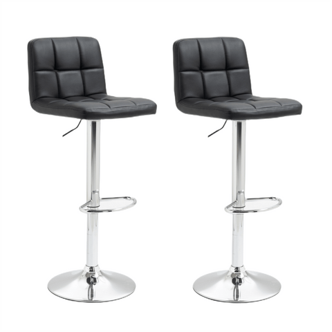 2x Counter Height PU Leather Upholstered Height Swivel Bar Stools -Black