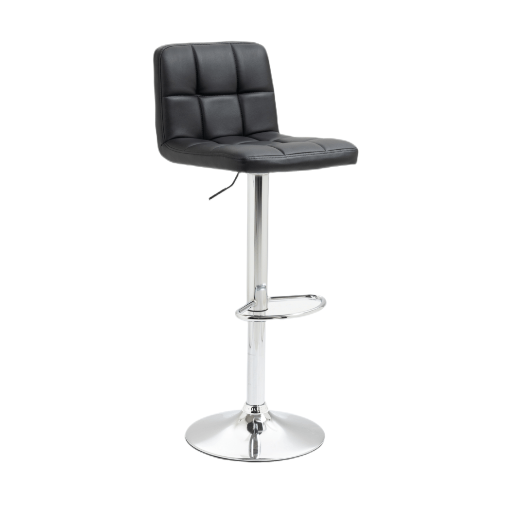 2x Counter Height PU Leather Upholstered Height Swivel Bar Stools -Black
