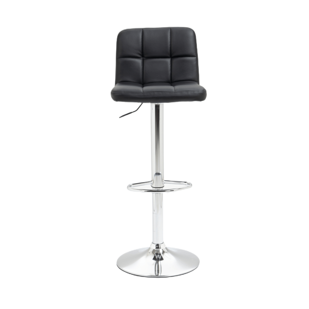 2x Counter Height PU Leather Upholstered Height Swivel Bar Stools -Black