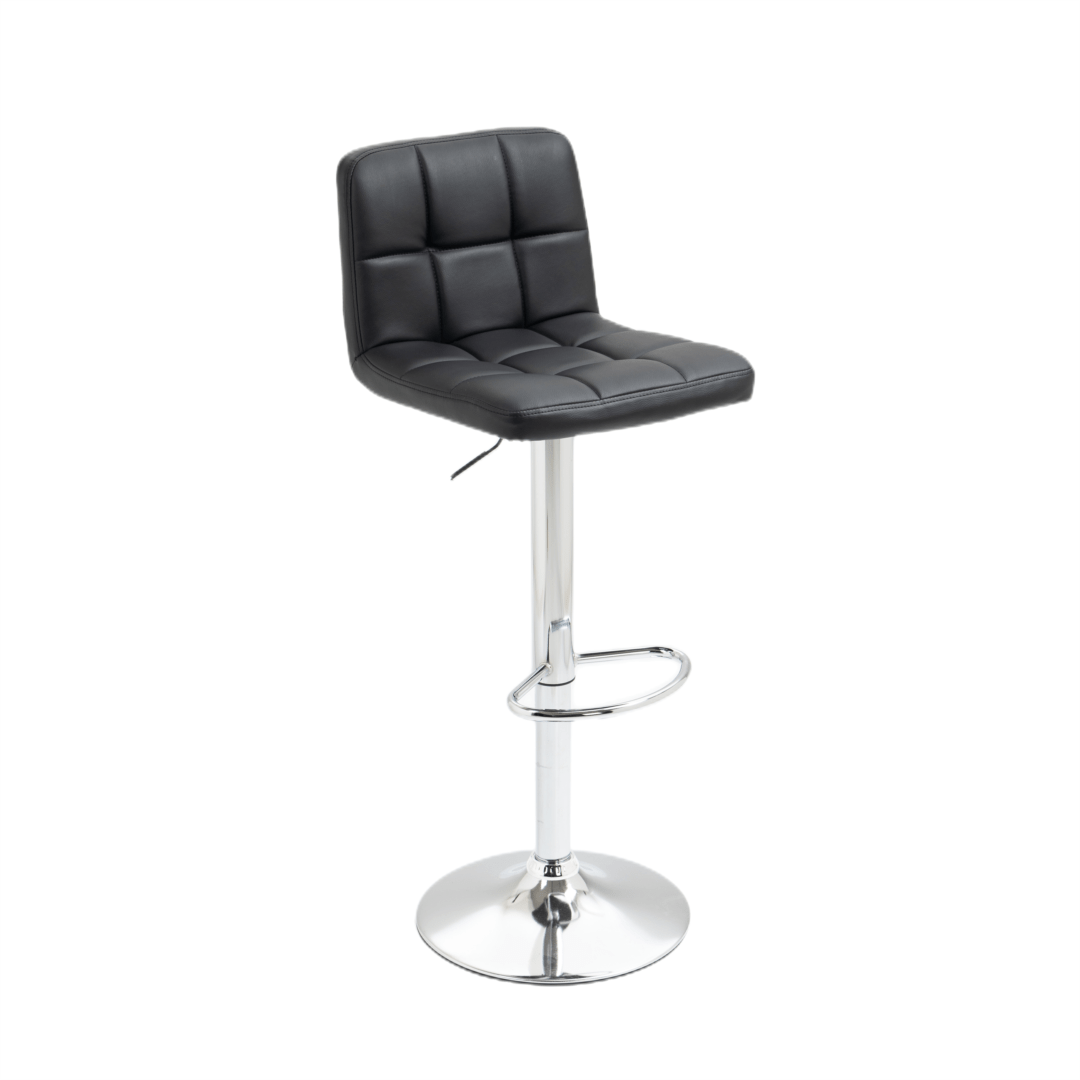 2x Counter Height PU Leather Upholstered Height Swivel Bar Stools -Black