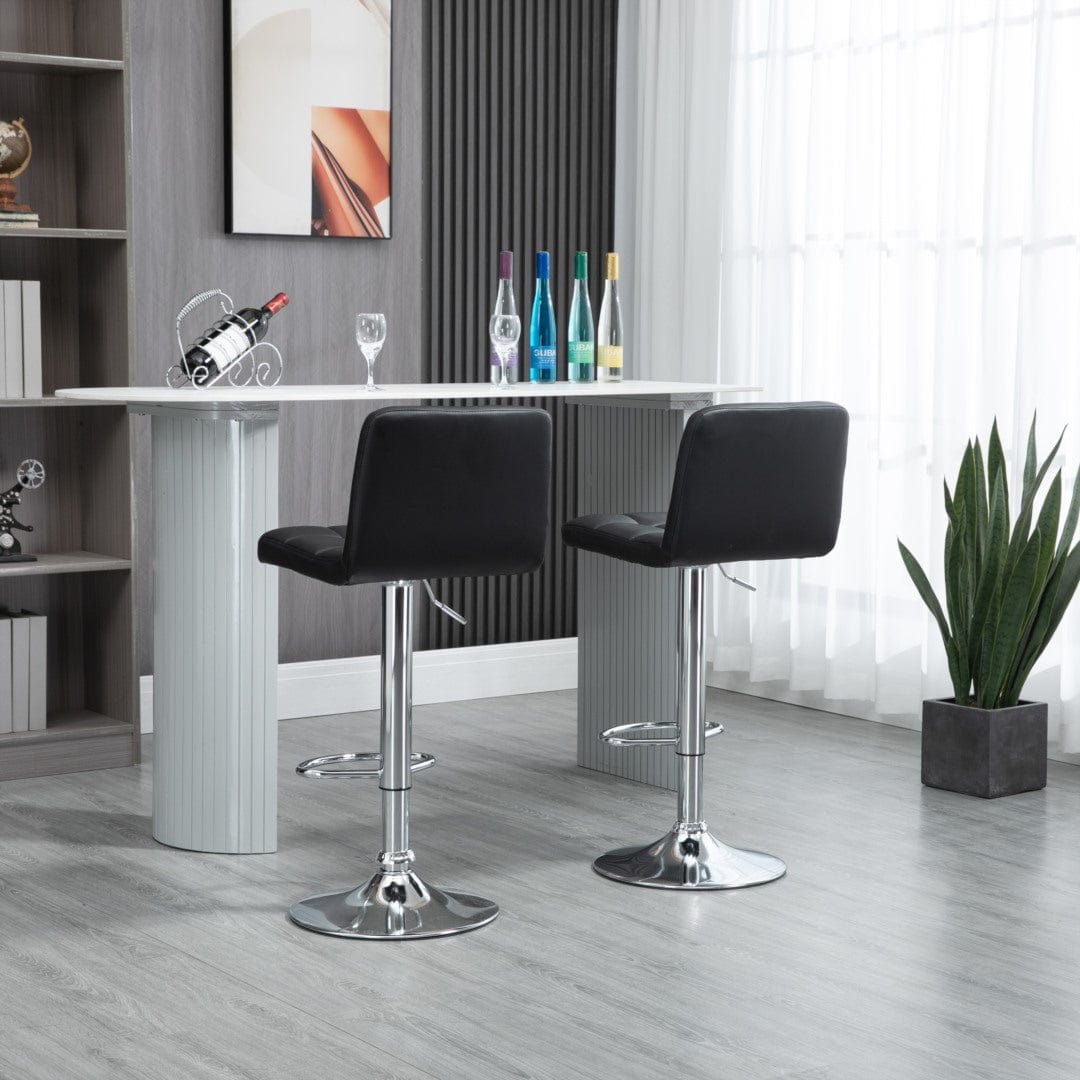 2x Counter Height PU Leather Upholstered Height Swivel Bar Stools -Black