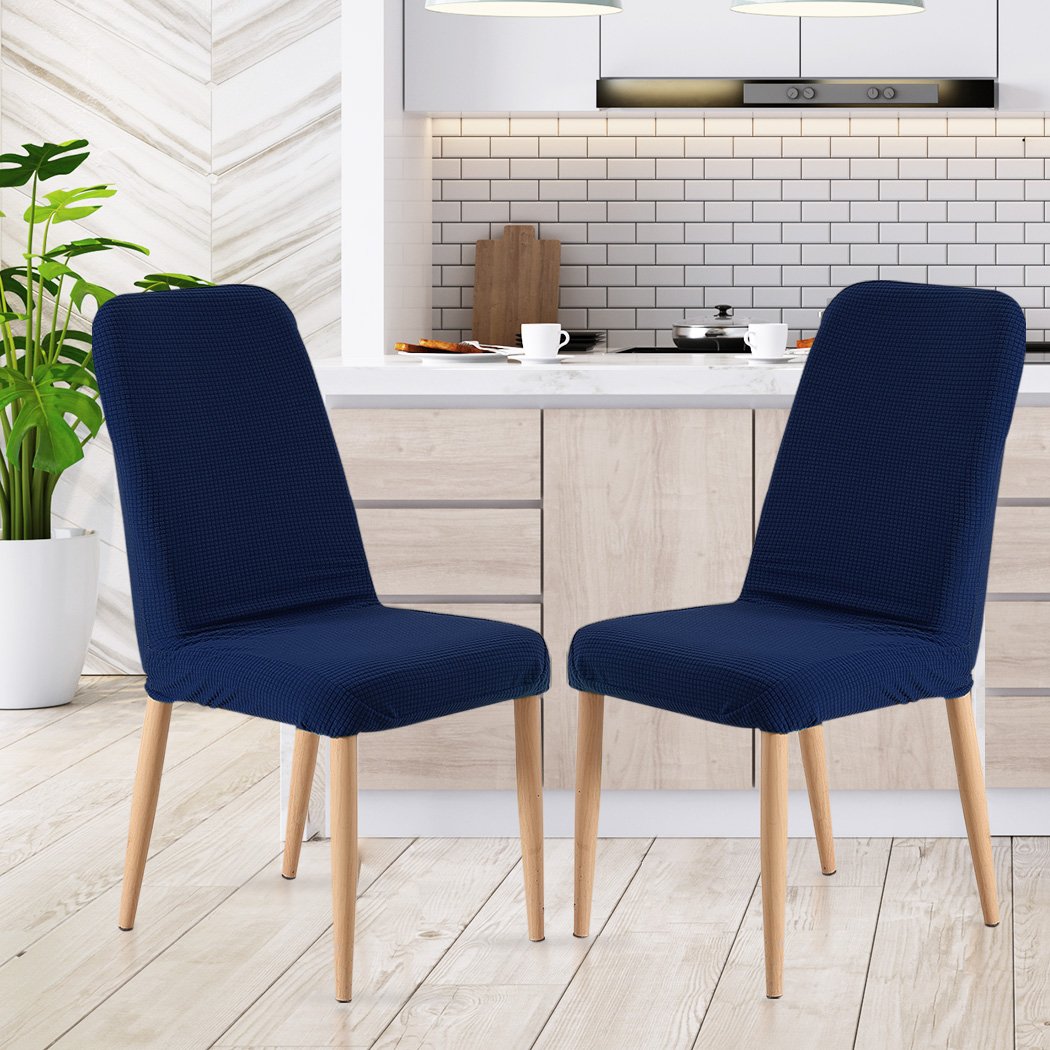 living room 2x Dining Chair Covers Spandex Cover Removable Slipcover Banquet Party Navy