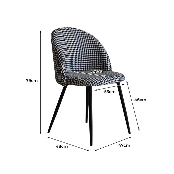 2x Dining Chairs Kitchen Cafe Lounge Chair -Black and white