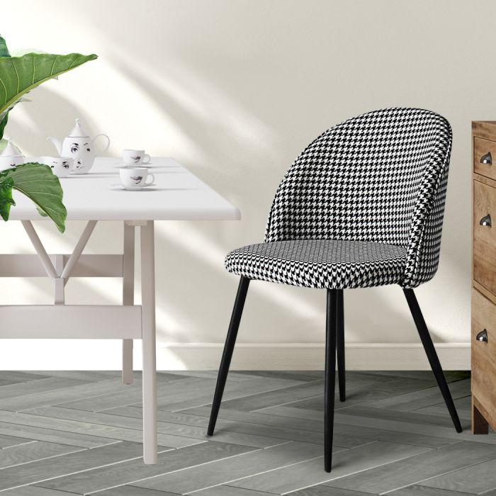 2x Dining Chairs Kitchen Cafe Lounge Chair -Black and white