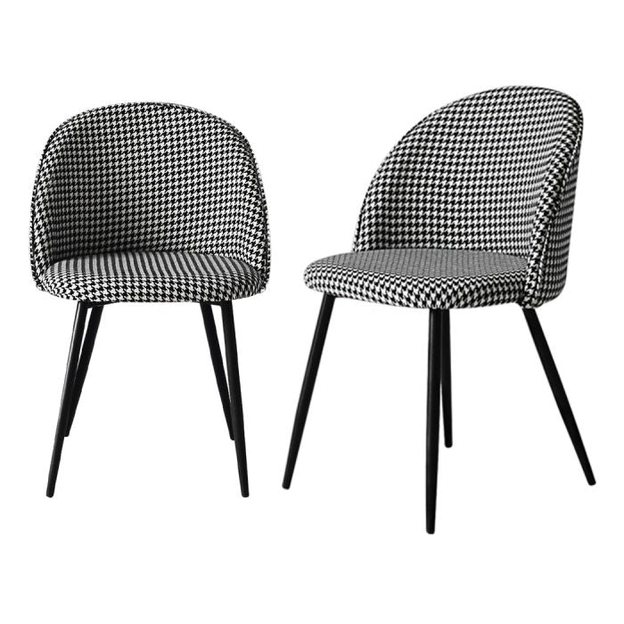 2x Dining Chairs Kitchen Cafe Lounge Chair -Black and white