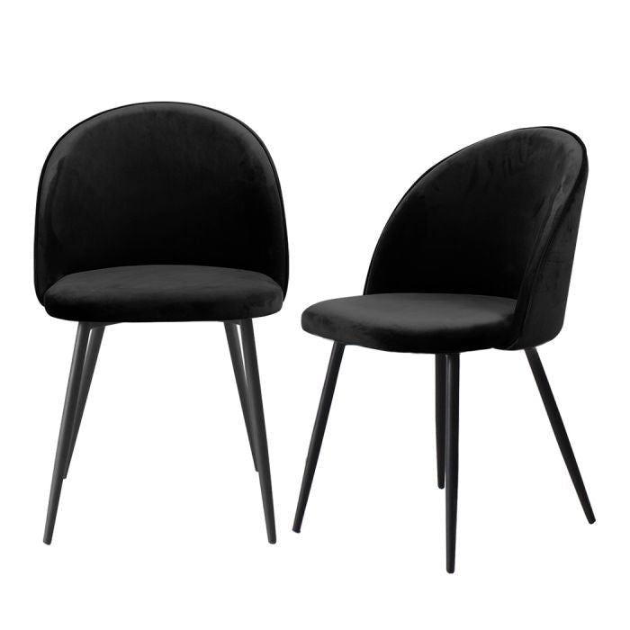 2x Dining Chairs Kitchen Cafe Lounge Chair-Velvet Black