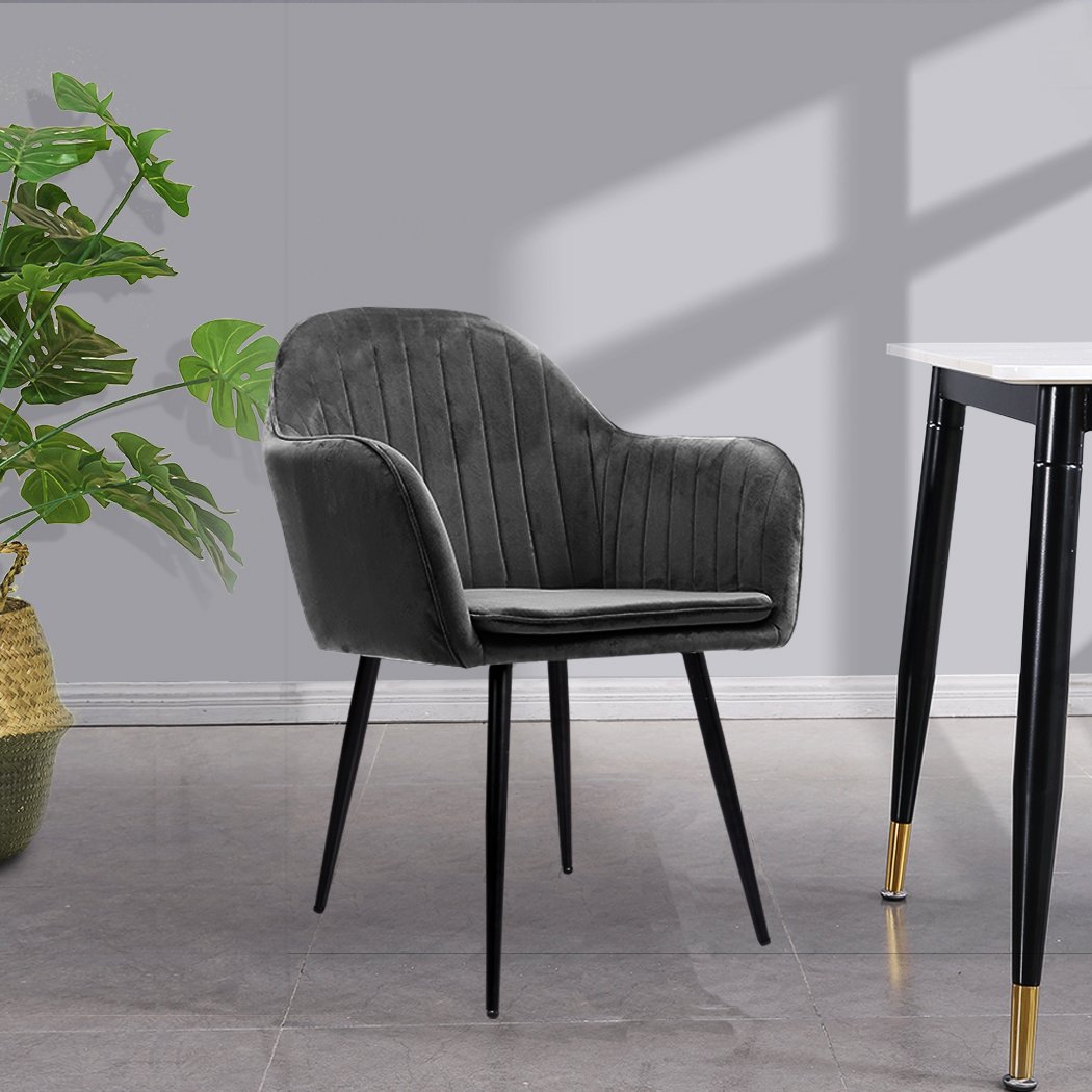 Dining Room 2x Dining Chairs Kitchen Steel Chair Velvet Removable Cushion Seat Covers