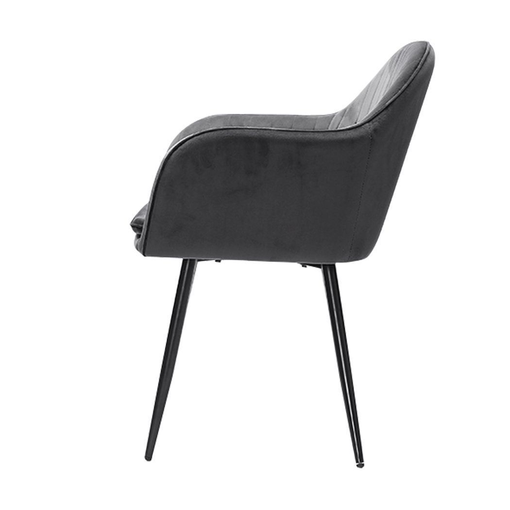 Dining Room 2x Dining Chairs Kitchen Steel Chair Velvet Removable Cushion Seat Covers