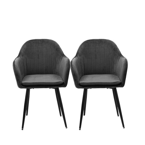2x Dining Chairs Kitchen Steel Chair Velvet Removable Cushion Seat Covers