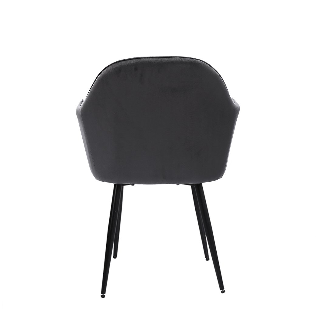 Dining Room 2x Dining Chairs Kitchen Steel Chair Velvet Removable Cushion Seat Covers