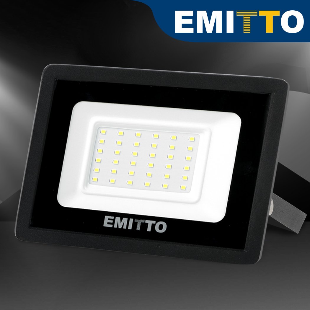 lighting 2x Emitto LED Flood Light 30W Outdoor Floodlights Lamp 220V-240V Cool White