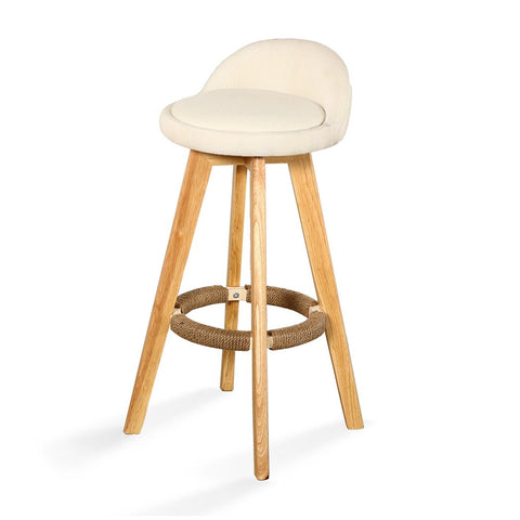 Dining Room 2x Fabric Swivel Bar Stool -Cream