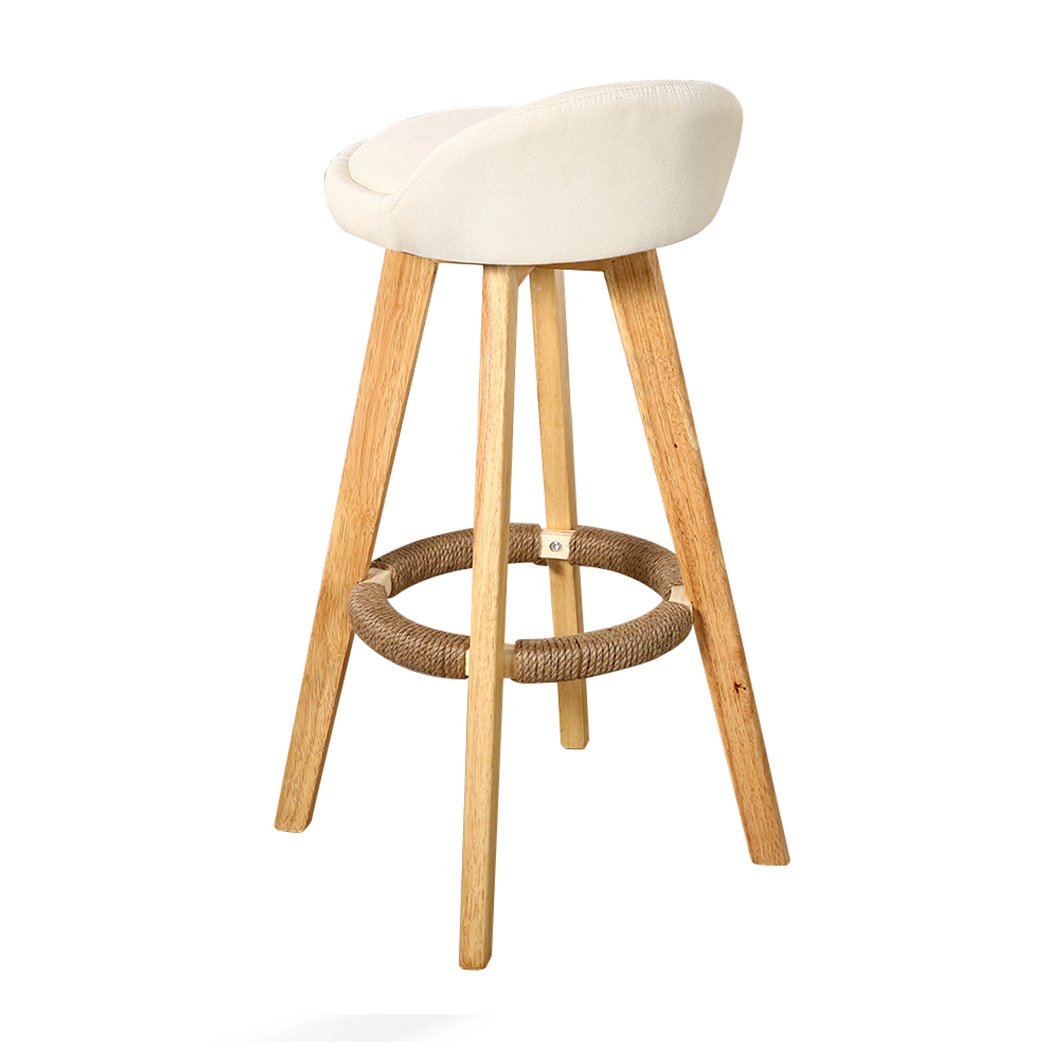 Dining Room 2x Fabric Swivel Bar Stool -Cream