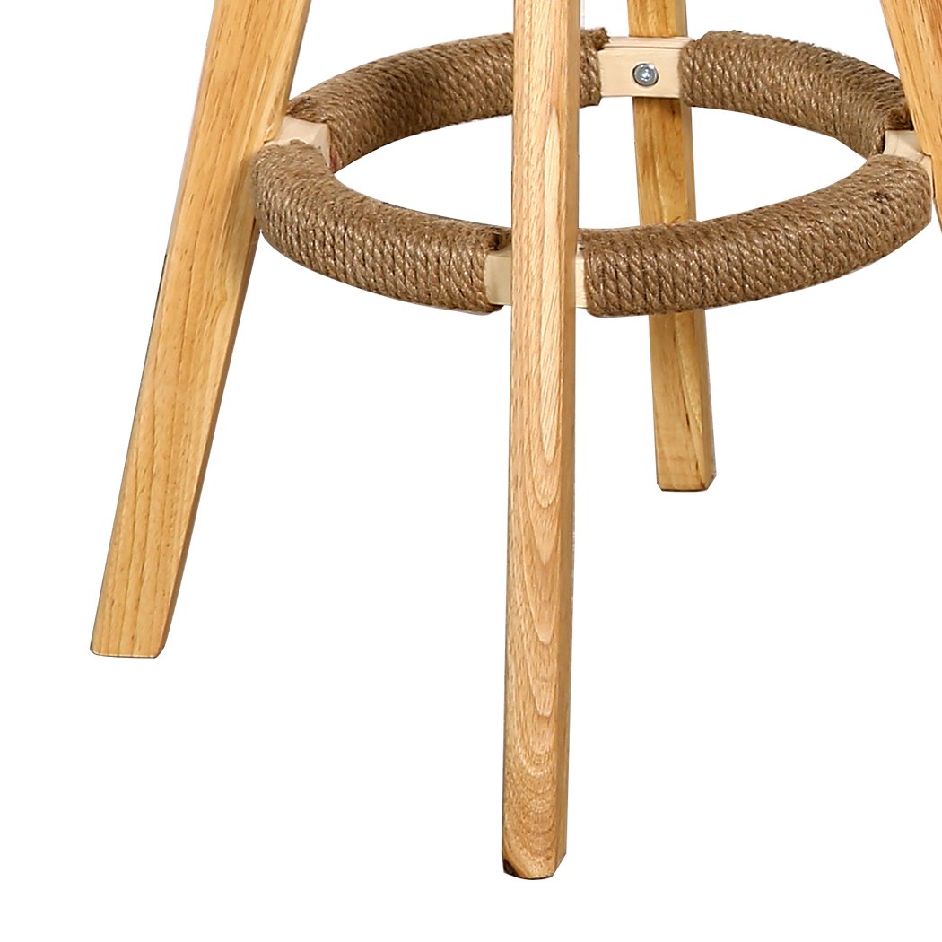 Dining Room 2x Fabric Swivel Bar Stool -Cream