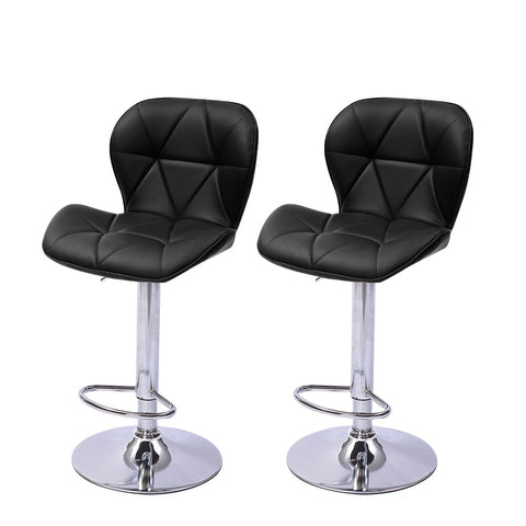 Dining Room 2x Grey Bar Stools Kitchen Barstools PU Leather Chairs Gas Lift Swivel Black