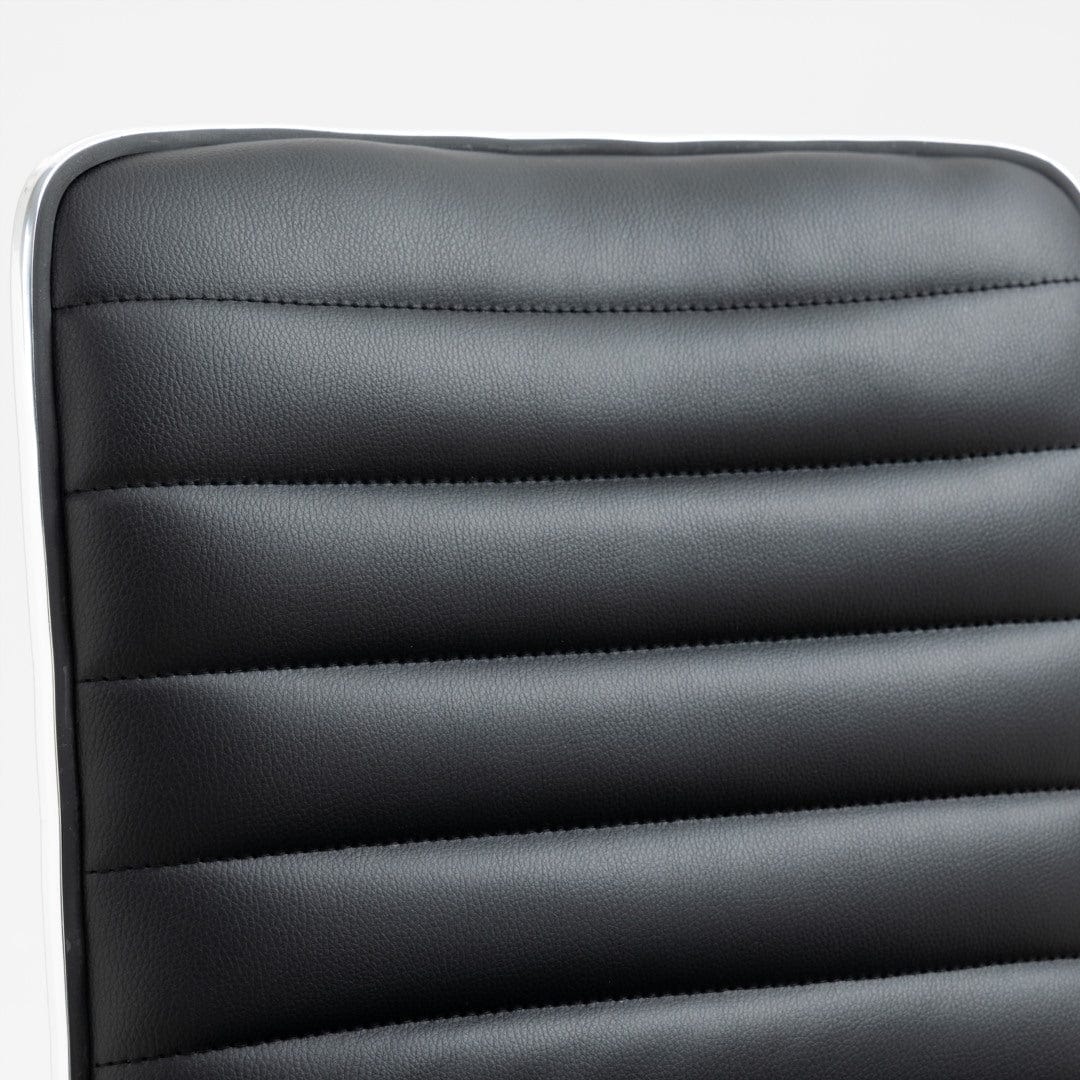 2x Height PU Leather Upholstered Adjustable Height Swivel Bar Stools -Black