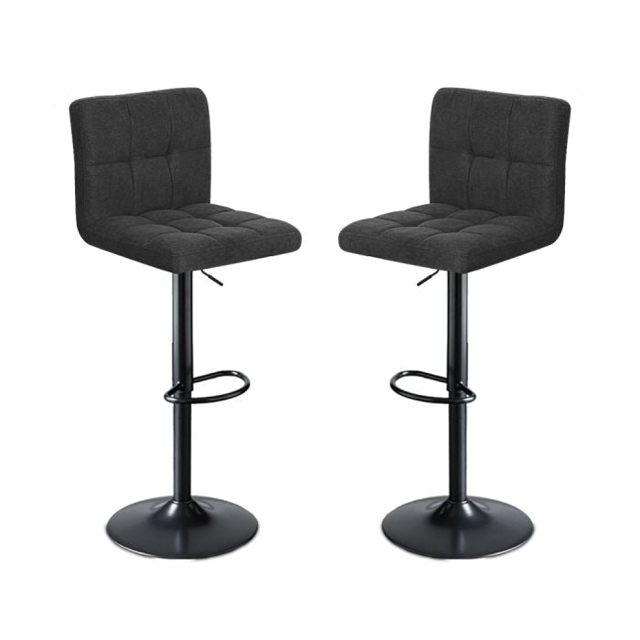 2x Kitchen Bar Stools Gas Lift Chairs 360° Swivel Steel Grey