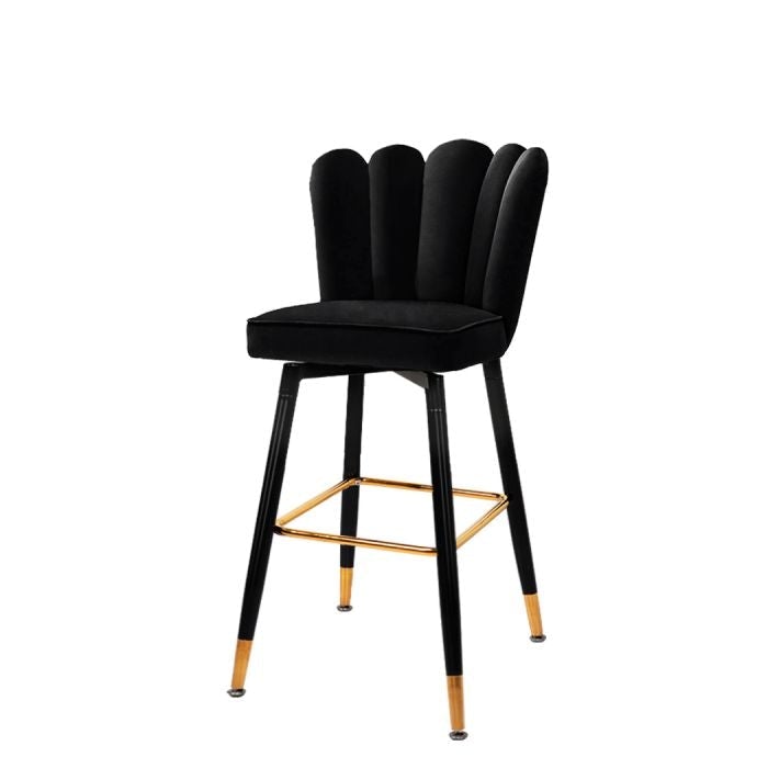2x  Kitchen Stool Chairs Velvet Swivel Luxury Barstools Black