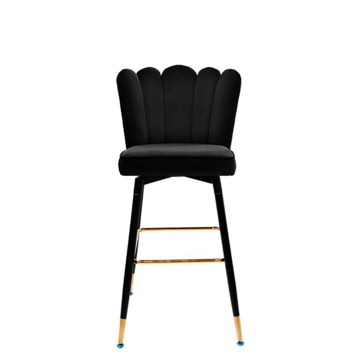 2x  Kitchen Stool Chairs Velvet Swivel Luxury Barstools Black