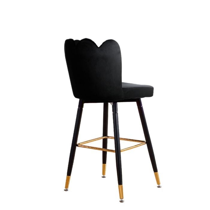 2x  Kitchen Stool Chairs Velvet Swivel Luxury Barstools Black