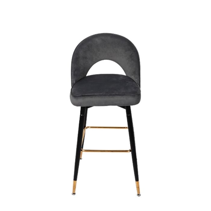2x Kitchen Stool Chairs Velvet Swivel Luxury Barstools Grey