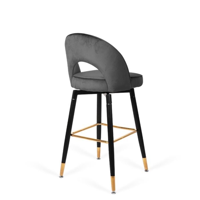 2x Kitchen Stool Chairs Velvet Swivel Luxury Barstools Grey