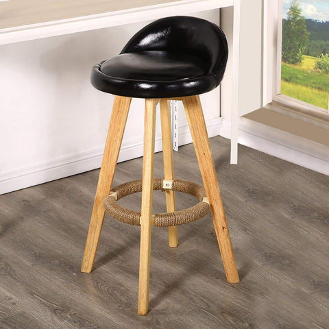 dining room 2X Leather Swivel Bar Stool Kitchen Stool Black