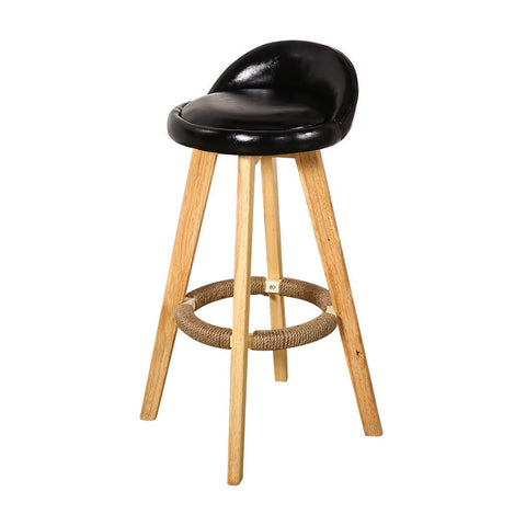 2X Leather Swivel Bar Stool Kitchen Stool Black