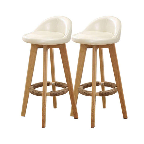 dining room 2x Leather Swivel Bar Stool Kitchen Stool Dining Chair Barstools Cream