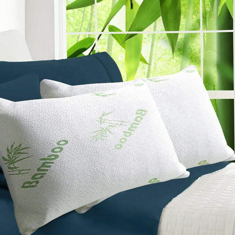 bedding 2X Luxury Memory Foam Bed Pillows Bamboo Fabric Cover 70X40Cm