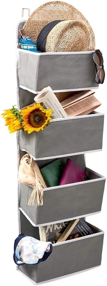 2x Over The Door Hanging Storage Organizer For Pantry Baby Nursery Bathroom Closet Dorm - Gray