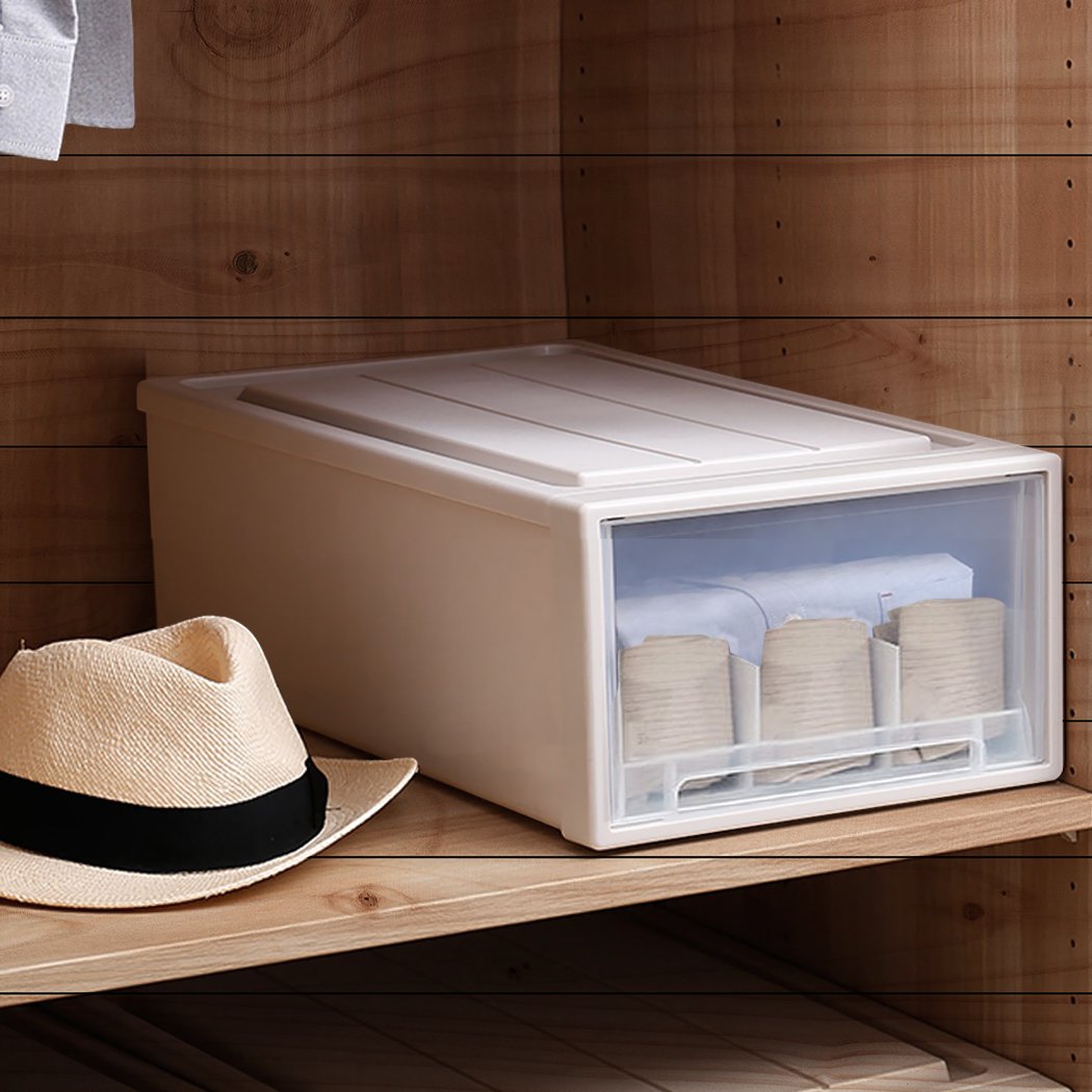 Living Room 2x Plastic Wide Drawer Shoes