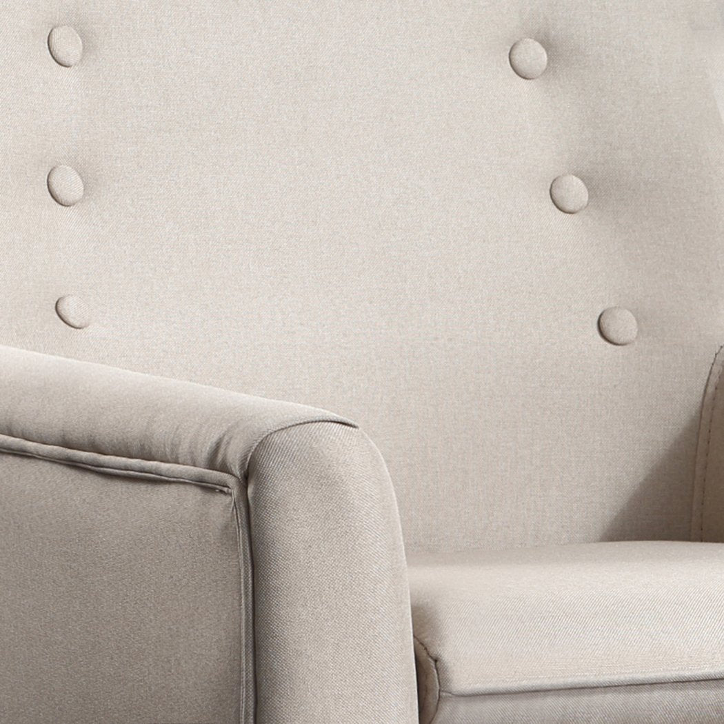 Armchair 2x Upholstered Fabric Dining Chair-Beige